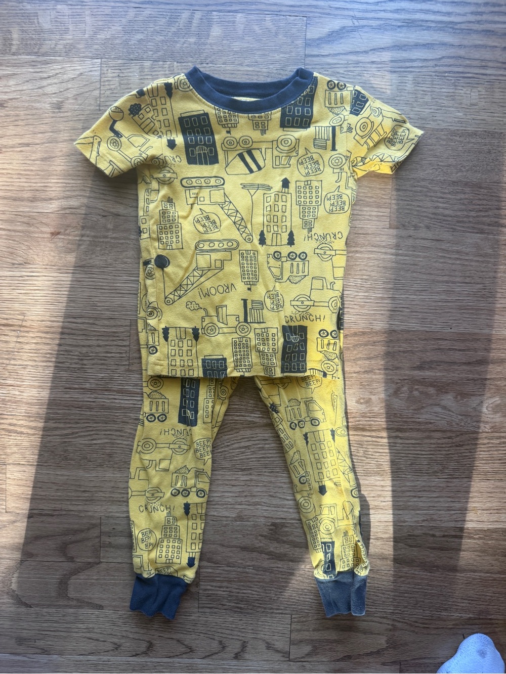 Carter's Yellow Construction Vehicle Pajama Set with Navy Trim